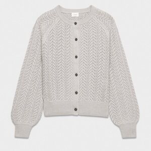 Wilfred 100% Merino Wool Light Gray London Merino Wool Knit Button Down Cardigan